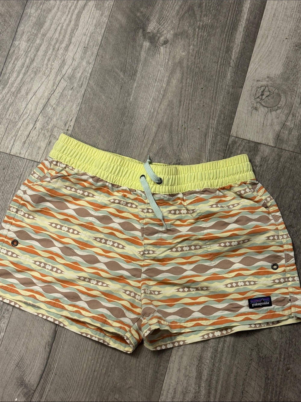 Patagonia Women's Yellow Multicolor Patterned Swim Shorts